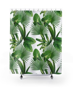 Palm Leaf Shower Curtain for Tropical Bathroom Decor