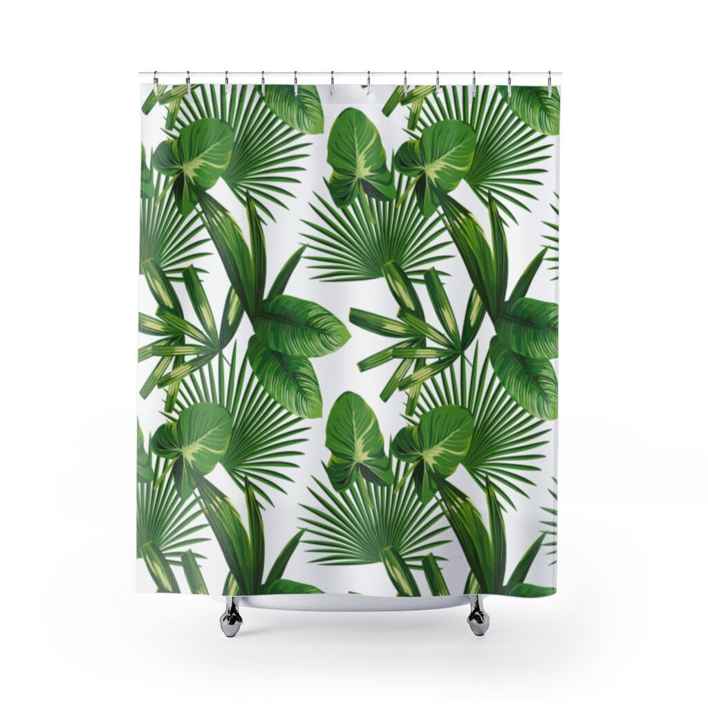 Palm Leaf Shower Curtain for Tropical Bathroom Decor