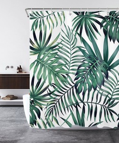 Palm Leaf Shower Curtain for a Tropical and Relaxing Bathroom Decor