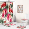 Palm Leaves And Flamingo Animal Shower Curtain, Artistic Touch For Tropical Bathroom Decor