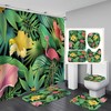 Palm Leaves And Flowers Shower Curtain, Tropical Beach Bathroom Decor