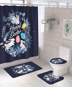 Palm Leaves And Rabbit Easter Shower Curtain
