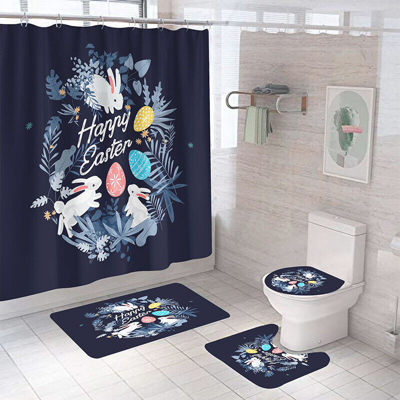 Palm Leaves And Rabbit Easter Shower Curtain