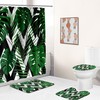 Palm Leaves And Stripes Shower Curtain, Modern Bathroom Decor With Artistic Touch