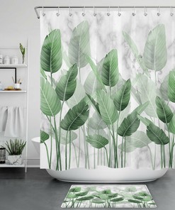 Palm Leaves Marble Texture Shower Curtain: Add A Touch Of Sophistication To Your Bathroom Decor