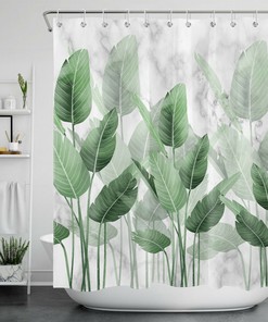 Palm Leaves Marble Texture Shower Curtain: Add A Touch Of Sophistication To Your Bathroom Decor