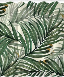 Palm Leaves Pineapple Shower Curtain for Tropical Rustic Farmhouse Bathroom Decor Fabric