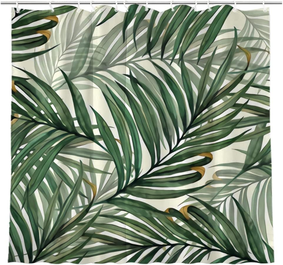 Palm Leaves Pineapple Shower Curtain for Tropical Rustic Farmhouse Bathroom Decor Fabric