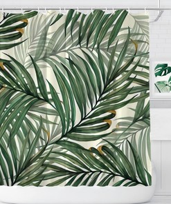 Palm Leaves Pineapple Shower Curtain for Tropical Rustic Farmhouse Bathroom Decor Fabric