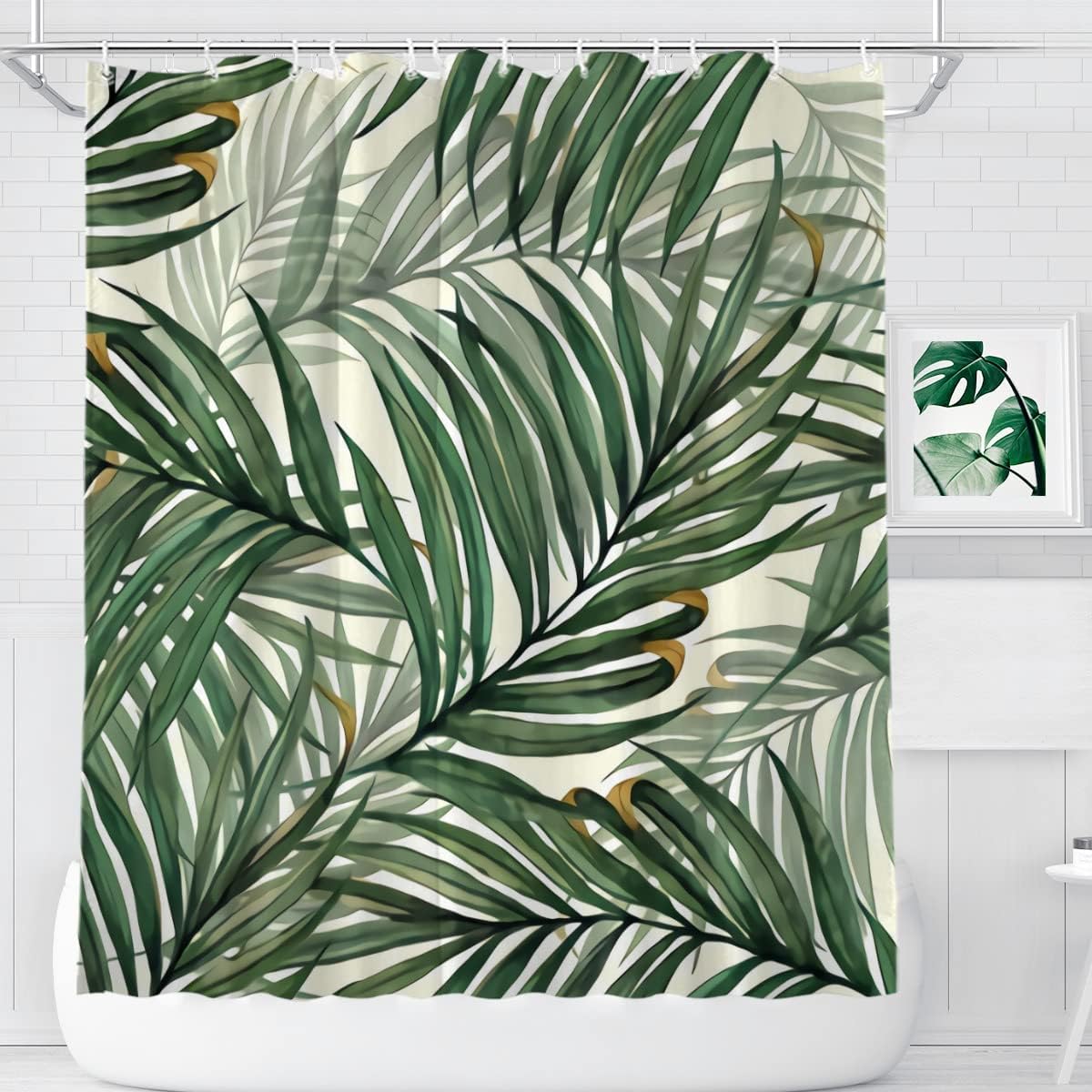 Palm Leaves Pineapple Shower Curtain for Tropical Rustic Farmhouse Bathroom Decor Fabric