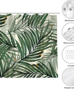 Palm Leaves Pineapple Shower Curtain for Tropical Rustic Farmhouse Bathroom Decor Fabric