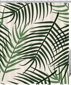 Palm Leaves Print Fabric Shower Curtain for Serene Bathroom Decor