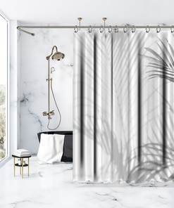 Palm Leaves Print Shower Curtain, Shadow Waterproof Fabric for Bathroom Decor