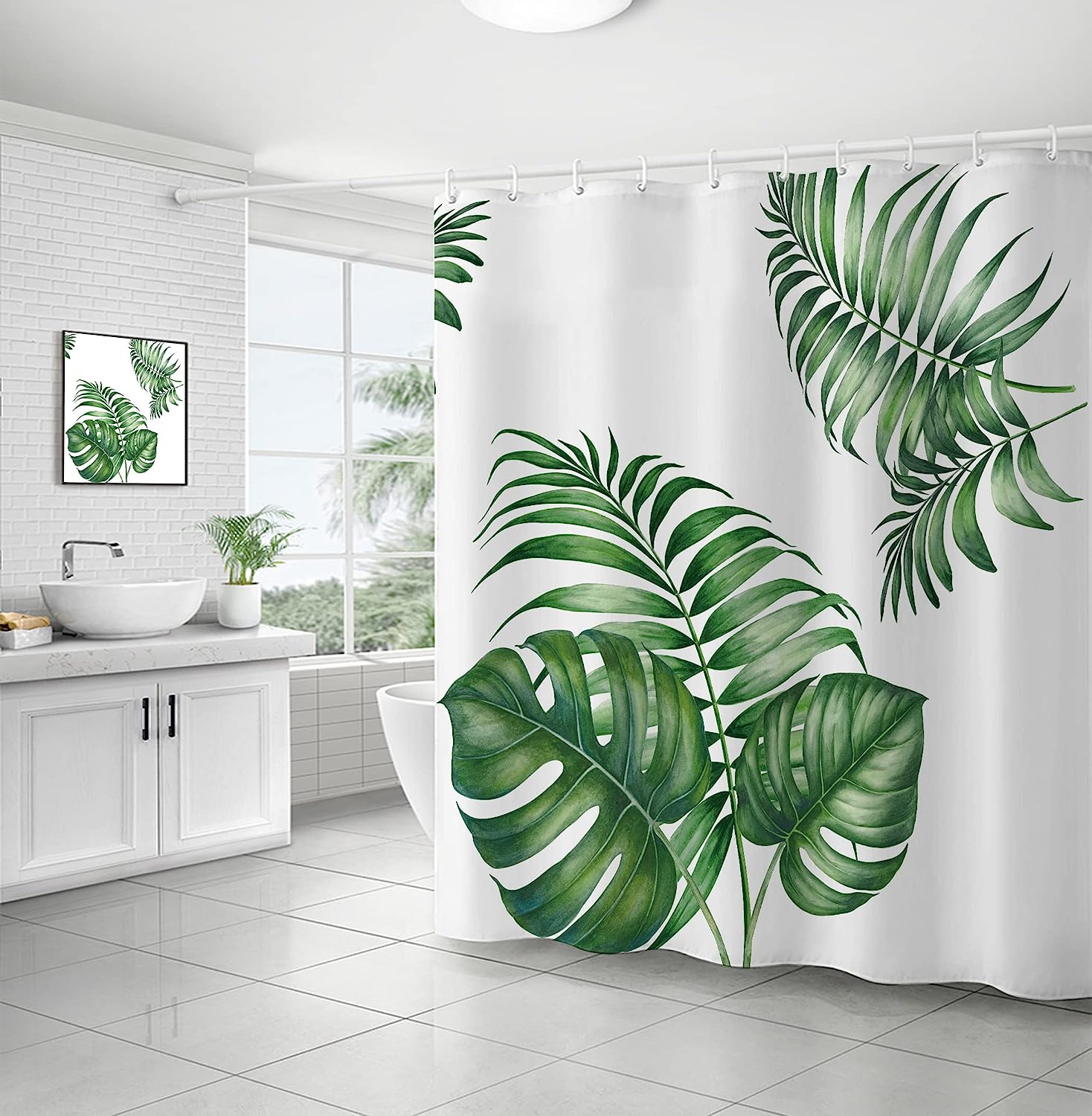 Palm Leaves Print Waterproof Shower Curtain: A Summery Feel For Your Bathroom