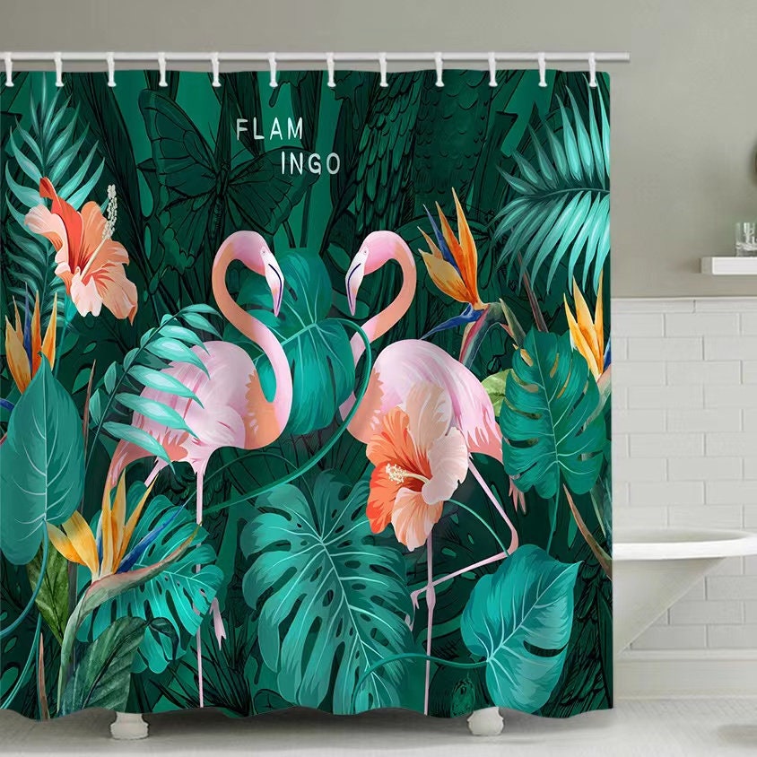 Palm Leaves Shower Curtain For Tropical Bathroom Decor