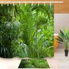 Palm Leaves Shower Curtain and Bathroom Mat: Waterpoof Fabric for Exotic Bathroom Decor