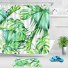 Palm Leaves Tropical Jungle Shower Curtain With Watercolor Design And Waterproof Material