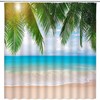 Palm Leaves Tropical Ocean Coastal Green Leaves Shower Curtain for a Relaxing Bathroom
