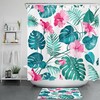 Palm Leaves on Green Shower Curtain 