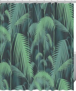 Palm Leaves on Tropical Beach Print Shower Curtain for Tranquil Bathroom Decor