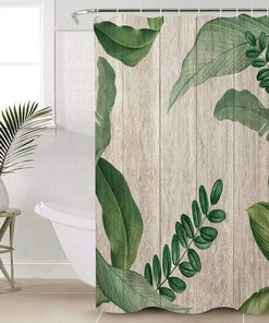 Palm Leaves on Wood Unique Shower Curtain for Bathroom