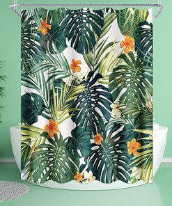 Palm Monstera Leaf Shower Curtain for a Tropical-Inspired Bathroom Decor