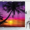 Palm Shadow at Sunset Print Shower Curtain for a Calming Bath