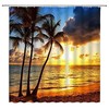Palm Tree Beach Ocean Sunrise Sky Print Shower Curtain For A Tropical Bathroom Getaway
