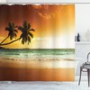 Palm Tree Beach Print Shower Curtain for a Beachy Bathroom