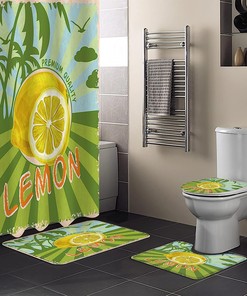 Palm Tree Green Lemon Shower Curtain with Tropical Vibes
