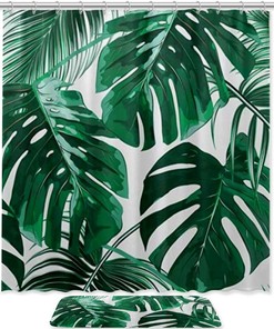 Palm Tree Green Tropical Hawaii Jungle Leaves Shower Curtain For A Nature-Inspired Bathroom