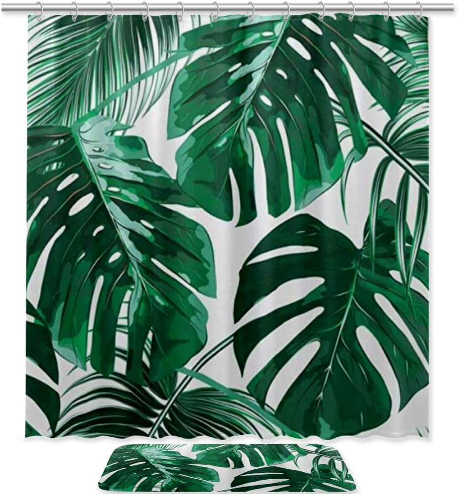 Palm Tree Green Tropical Hawaii Jungle Leaves Shower Curtain For A Nature-Inspired Bathroom