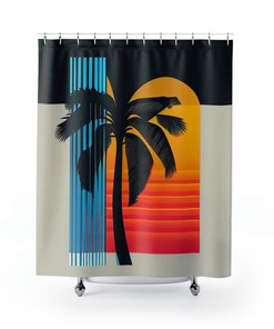 Palm Tree Inspired Shower Curtain, Minimalist Modern Design, Perfect Bathroom Decor