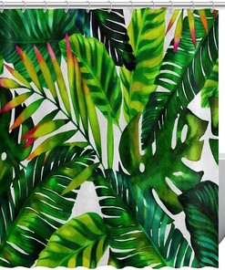 Palm Tree Leaves Print Fabric Shower Curtain for Island-Inspired Bathroom Decor