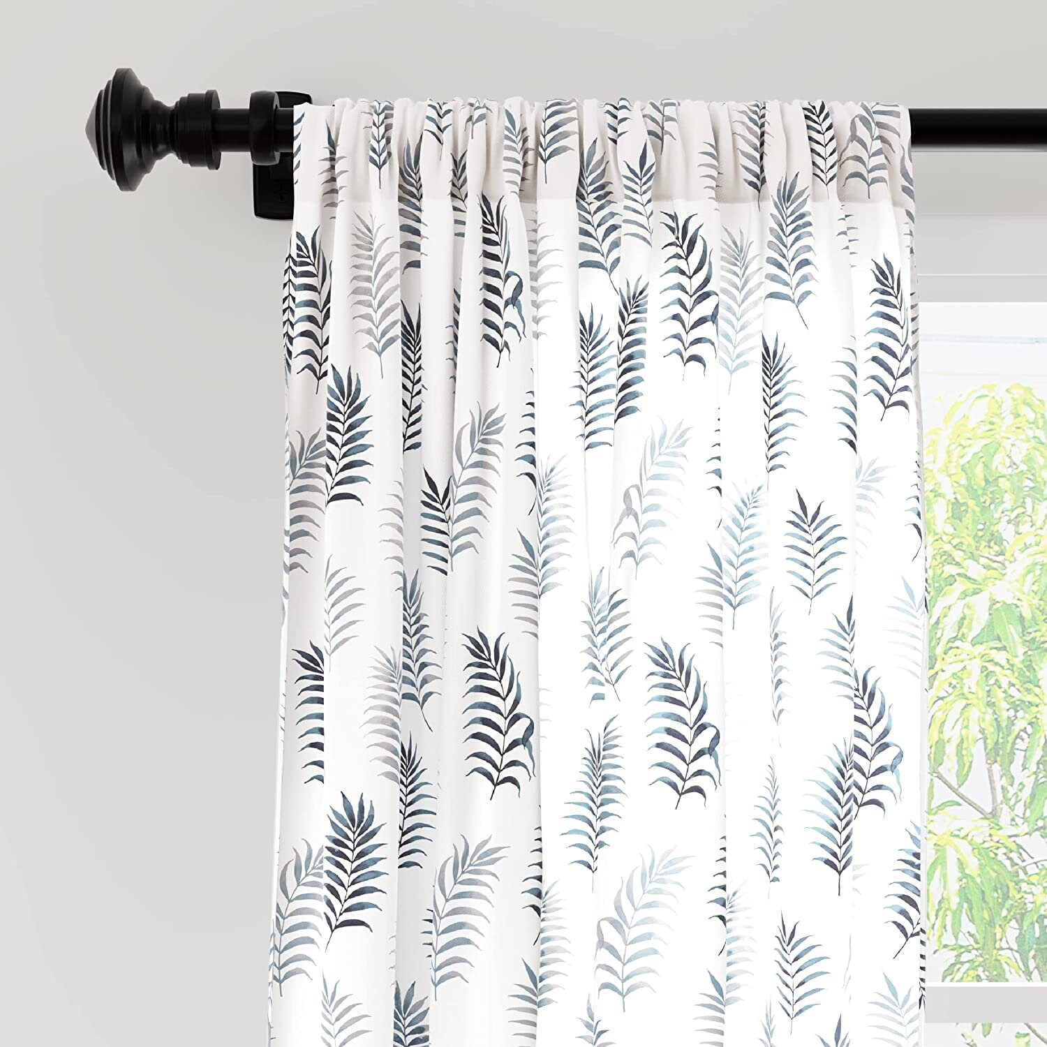 Palm Tree Printed Shower Curtain With Tie Back, 7 Ft, Beautiful Bathroom Decor, Pack Of 2(Eyelet, Palm Leaves)
