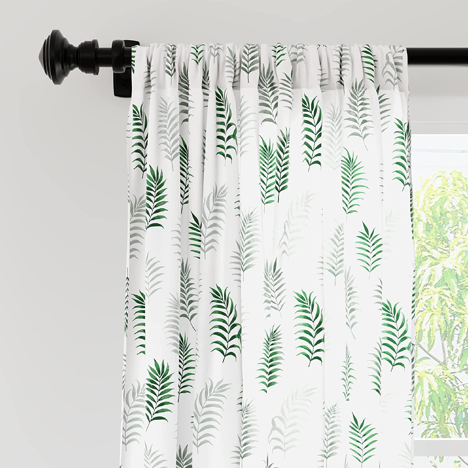 Palm Tree Printed Shower Curtain With Tie Back, 7 Ft, Beautiful Bathroom Decor, Pack Of 2(Eyelet, Palm Leaves) - Image 3