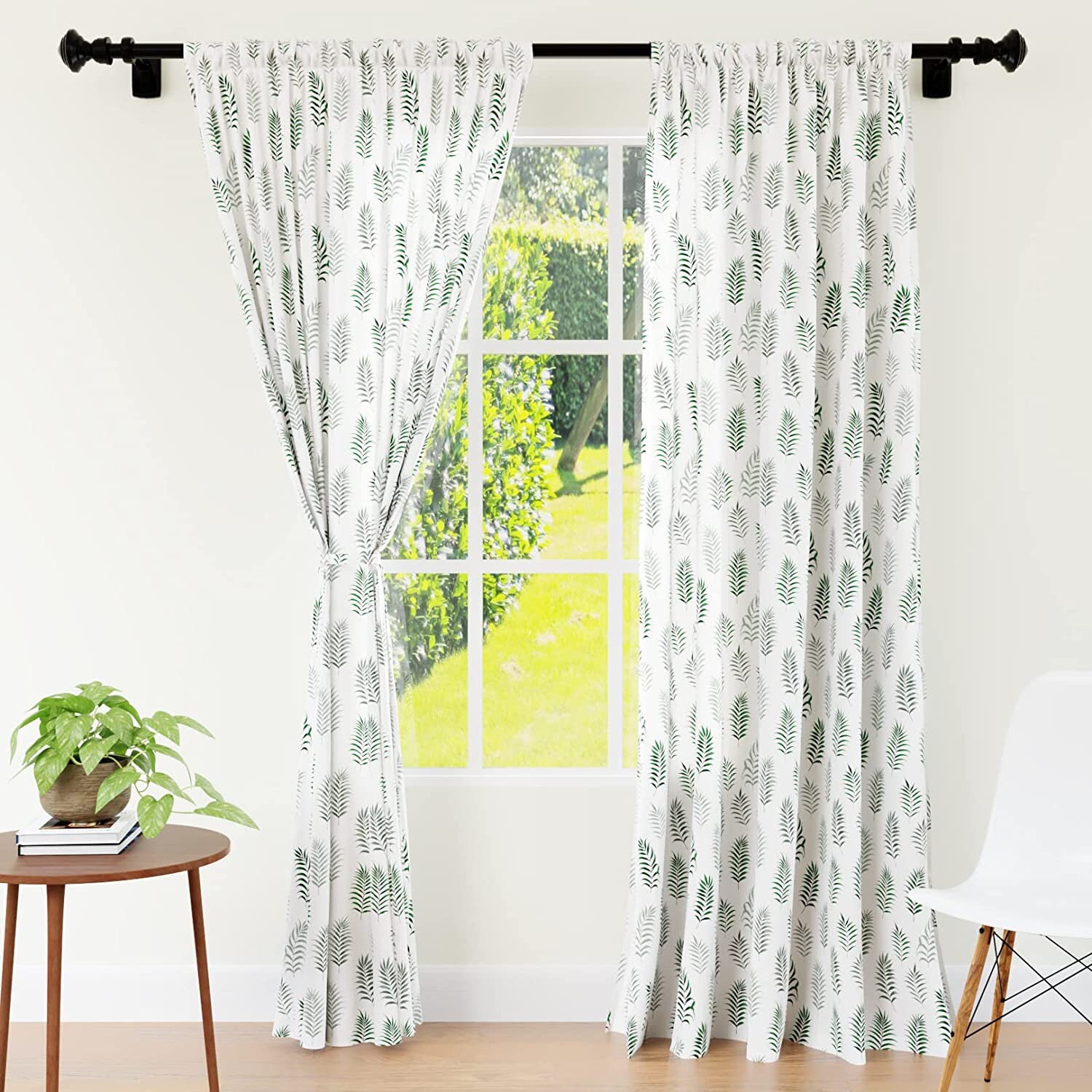 Palm Tree Printed Shower Curtain With Tie Back, 7 Ft, Beautiful Bathroom Decor, Pack Of 2(Eyelet, Palm Leaves) - Image 4