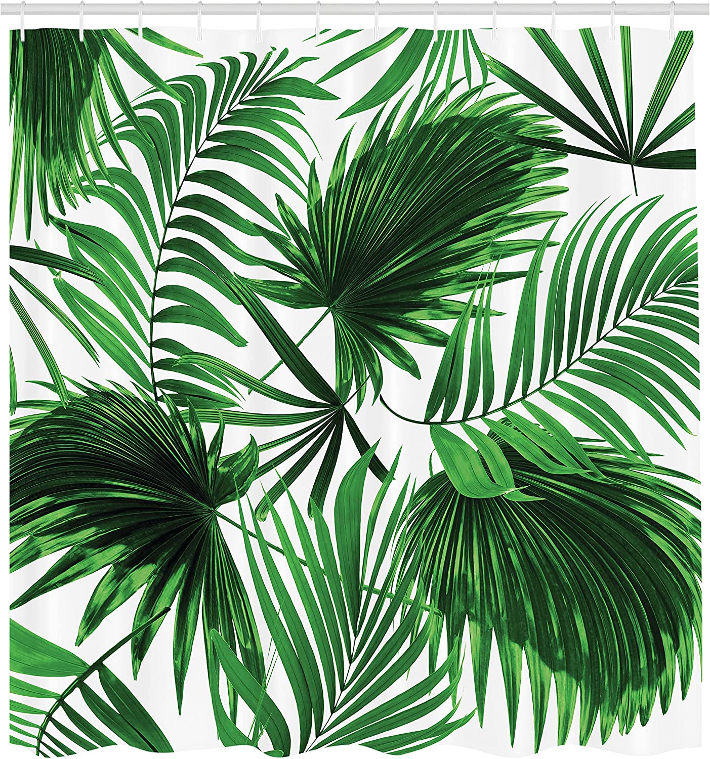 Palm Tree Shower Curtain, Realistic Vivid Leaves Print, Cloth Bathroom Decor - Image 2