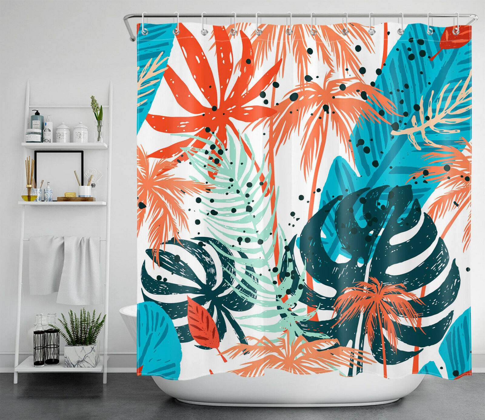 Palm Tree Shower Curtain - Tropical Nature Bathroom Accessory - Image 2