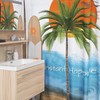Palm Tree and Surfboard Sunset Tropical Shower Curtain for Instant Happiness and Beach Vibes in Bathroom 