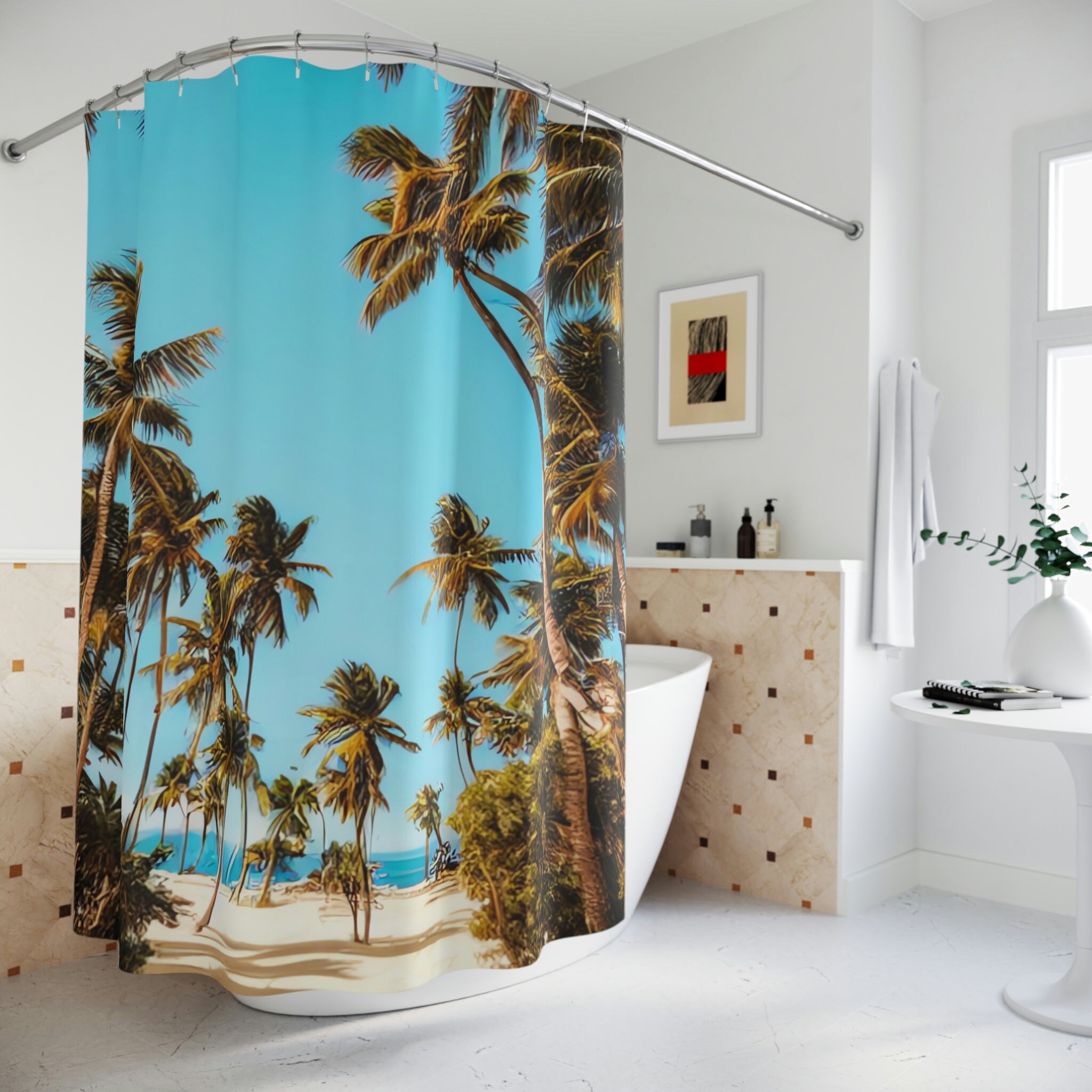 Palm Trees Art Print Beach Shower Curtain For A Modern Bathroom Upgrade