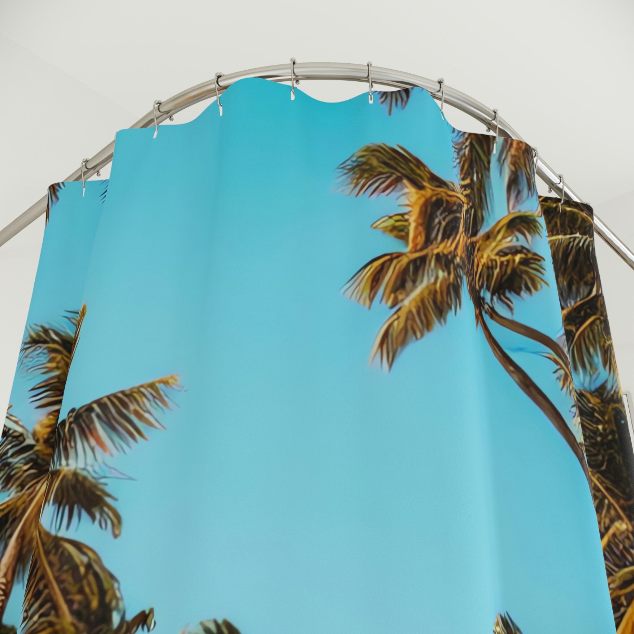 Palm Trees Art Print Beach Shower Curtain For A Modern Bathroom Upgrade - Image 3