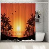 Palm Trees Landscape Printed Waterproof Shower Curtain for Tropical Bathroom Decor
