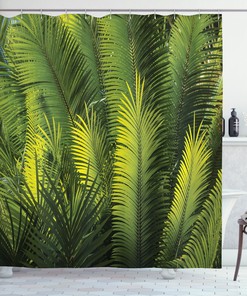 Palm Trees Print Shower Curtain for a Nature-inspired Bathroom