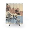 Palm Trees and Beach Shower Curtain for a Vacation-Like Feel