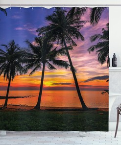 Palm Trees and Ocean Breeze Shower Curtain for Coastal Bathroom Decor