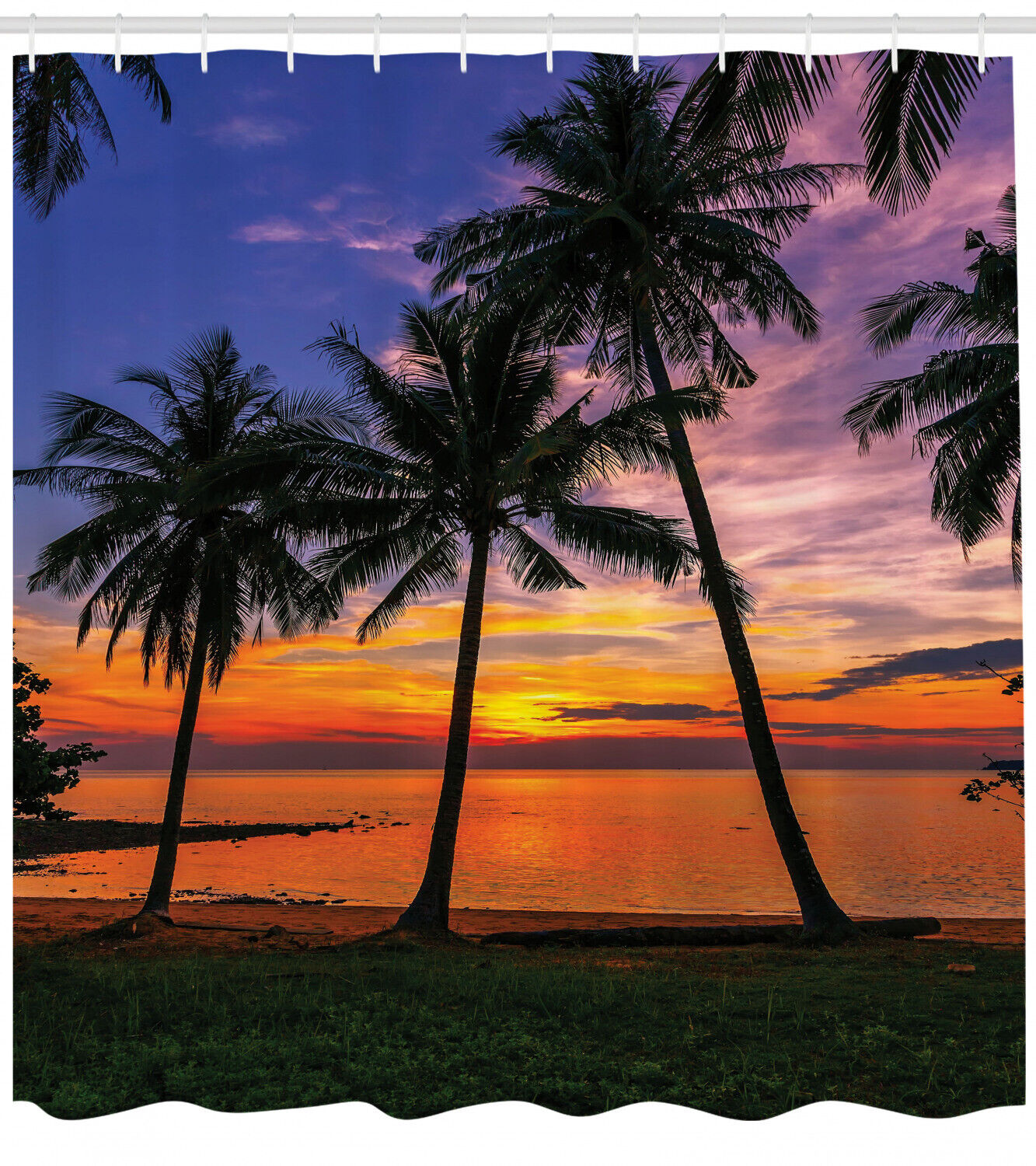 Palm Trees and Ocean Breeze Shower Curtain for Coastal Bathroom Decor