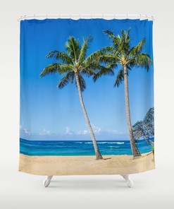 Palm Trees and Ocean Shower Curtain - Tropical Bathroom Accessory