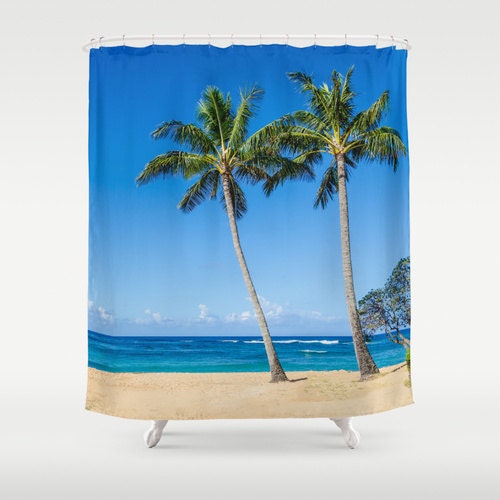 Palm Trees and Ocean Shower Curtain - Tropical Bathroom Accessory