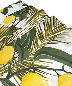 Palm and Lemon Print Waterproof Shower Curtain for Bathroom Decoration